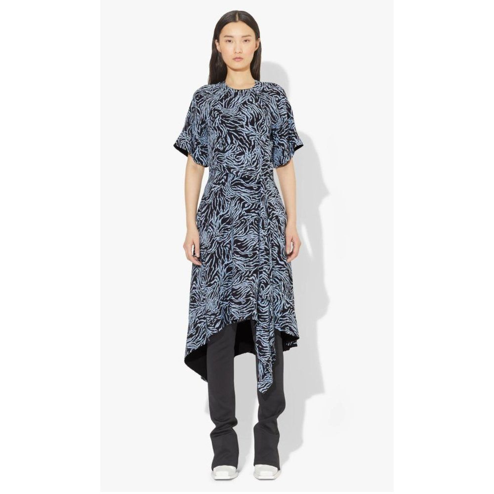 Proenza Schouler The Zebra Print Short Sleeve Draped Dress